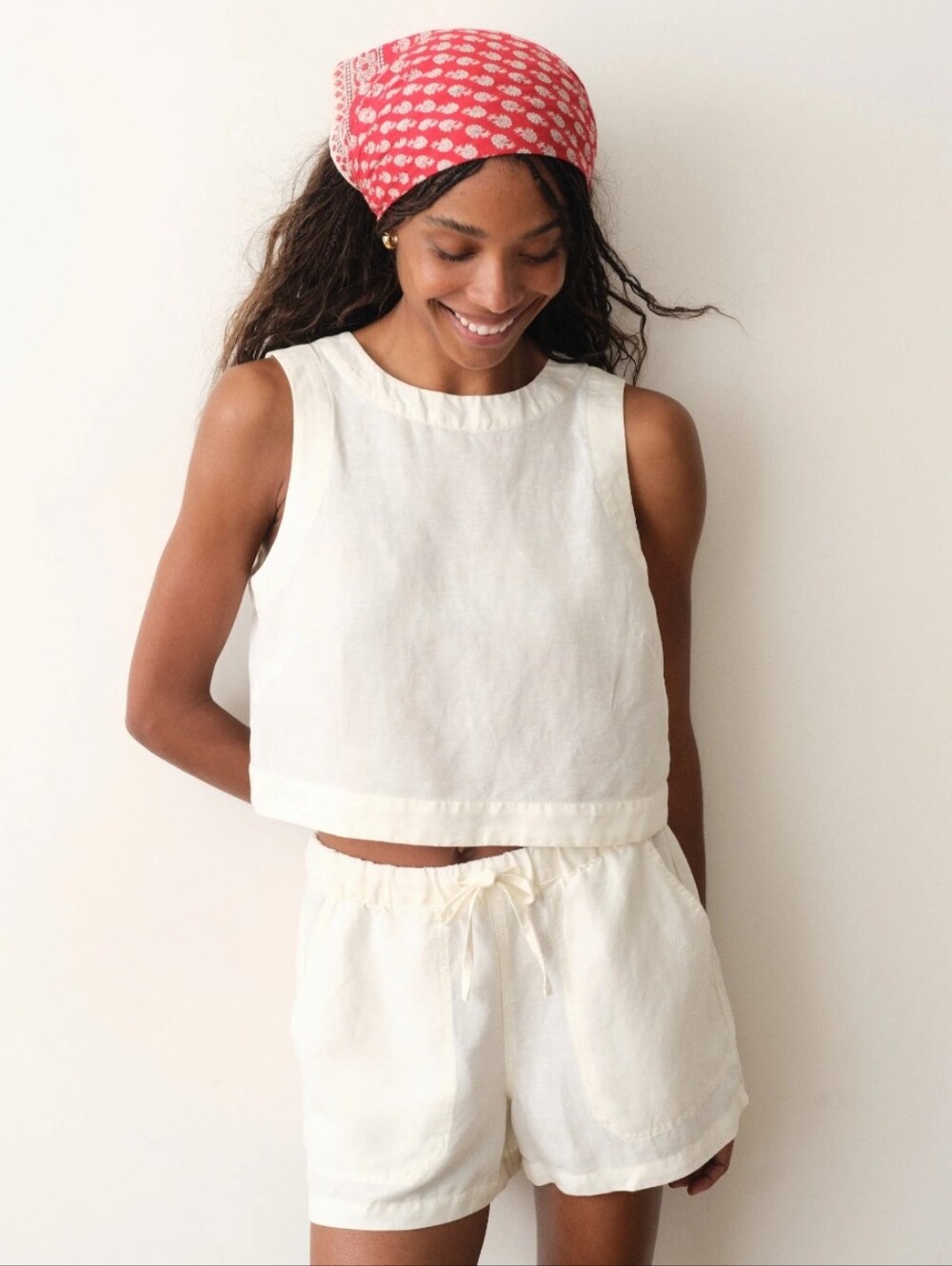 Marine Layer Quinn Linen Tank In White